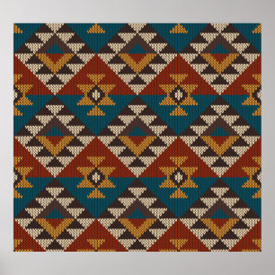Tribal Aztec wol gebreide textuur. Poster