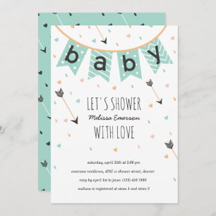 Tribal Baby Shower-uitnodigingen   Neutrale mint Kaart