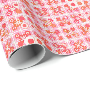 Tribal Batik - aardbei roze en rood Cadeaupapier