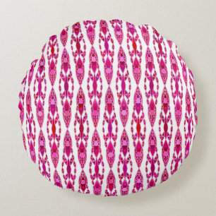 Tribal Batik - Burqundy en Fuchsia Pink Rond Kussen