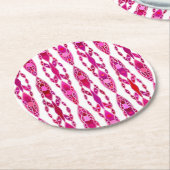 Tribal Batik - Burqundy en Fuchsia Pink Ronde Kartonnen Onderzetter (Gebogen)