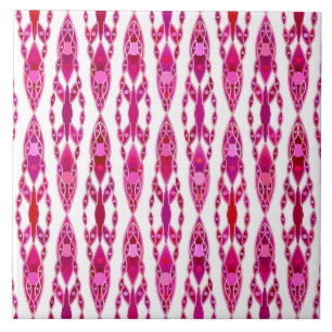 Tribal Batik - Burqundy en Fuchsia Pink Tegeltje