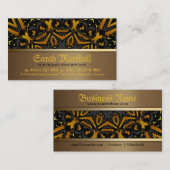 Tribal Batik Carte de visite noir et d'or brûlé (Devant / Derrière)