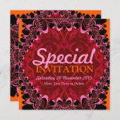 Tribal Batik Dentelle Art Special Party Invitation (Devant / Derrière)
