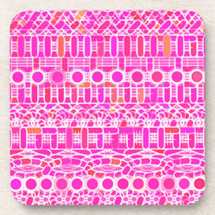 Tribal Batik - fuchsia roze, magenta en koraal Bier Onderzetter