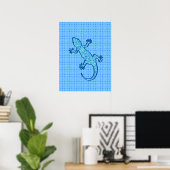 Tribal batik Gecko - denim blue Poster (Thuiskantoor)