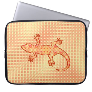Tribal batik Gecko - koraal en licht oranje Laptop Sleeve