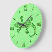 Tribal batik Gecko - limoen en smaragdgroen Grote Klok (Hoek)