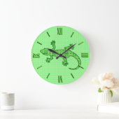 Tribal batik Gecko - limoen en smaragdgroen Grote Klok (Huis)