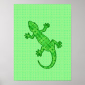 Tribal batik Gecko - limoen en smaragdgroen Poster (Voorkant)