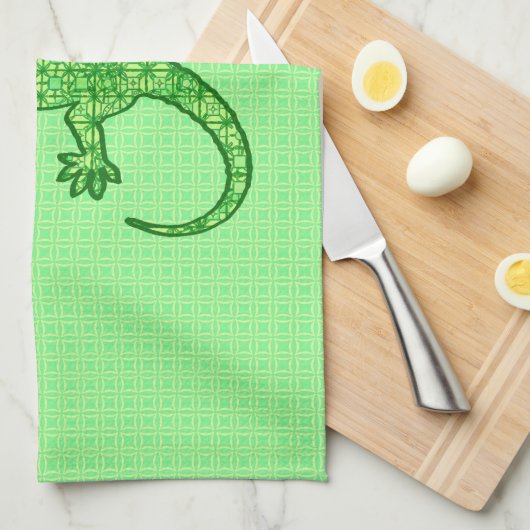 Tribal batik Gecko - limoen en smaragdgroen Theedoek (Quarter Fold)