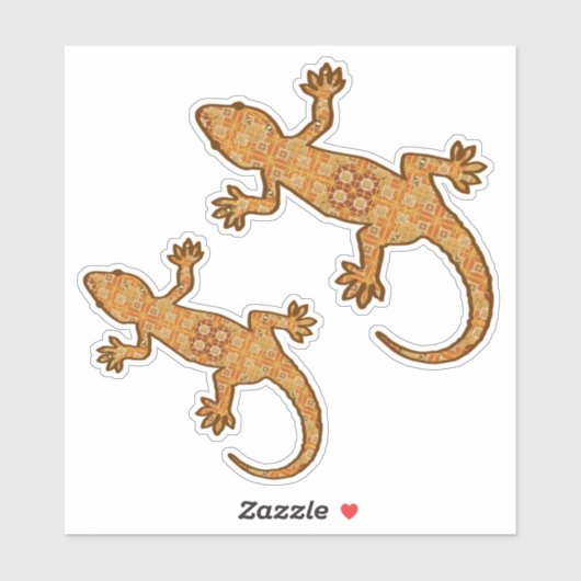 Tribal Batik Gecko, Rust, Amber en Tan Sticker (Vel)