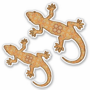 Tribal Batik Gecko, Rust, Amber en Tan Sticker