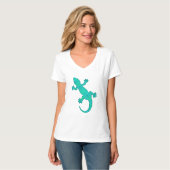 Tribal batik Gecko - turquoise / pauock T-shirt (Voorkant volledig)