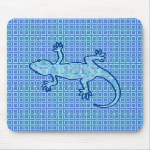Tribal batik Gecko - zacht denim blauw Muismat