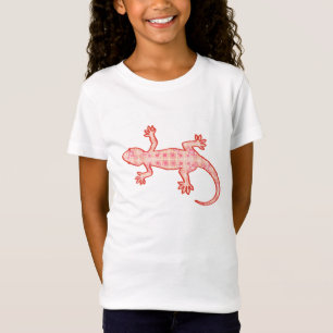 Tribal batik gekko - koraalroze en crème t-shirt