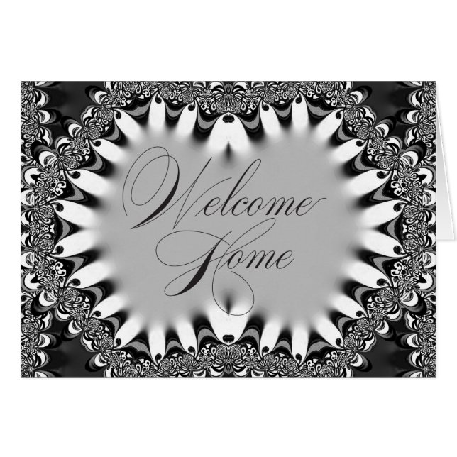 Tribal Batik Lace Black & Silver Welcome Home Card (Devant horizontal)