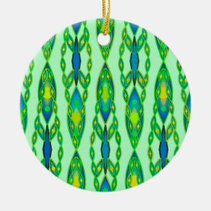 Tribal Batik - Mint, Emerald Green en Blue Keramisch Ornament
