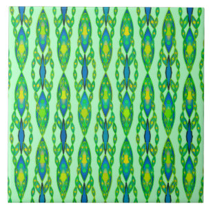 Tribal Batik - Mint, Emerald Green en Blue Tegeltje