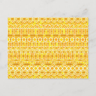 Tribal Batik - mosterdgoud en sinaasappel Briefkaart