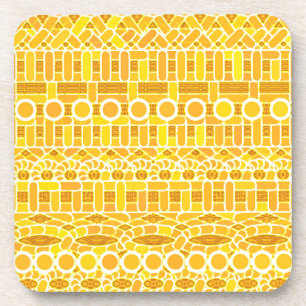 Tribal Batik - mosterdgoud en sinaasappel Drankjes Onderzetter