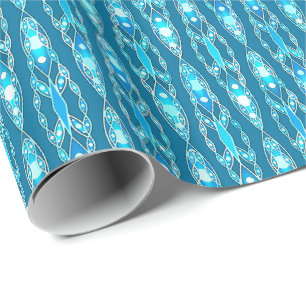 Tribal Batik - Ocean Blue en Aqua Cadeaupapier