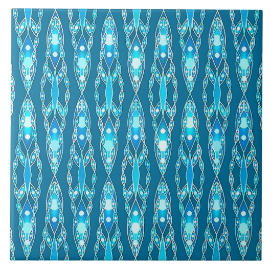 Tribal Batik - Ocean Blue en Aqua Tegeltje (Voorkant)