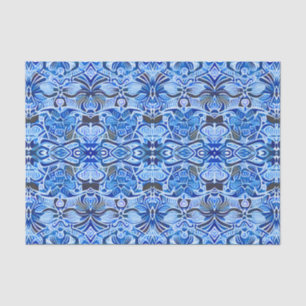 Tribal Batik Patroon in Indigo Blauw en Wit Tissuepapier