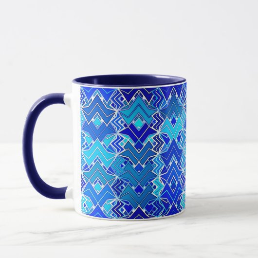 Tribal Batik Print, Cobalt en Cerulean Blue Mok (Links)