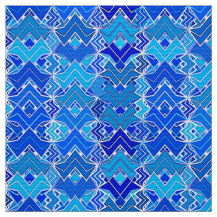 Tribal Batik Print, Cobalt en Cerulean Blue Stof