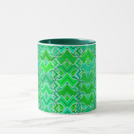 Tribal Batik Print, Jade Green en Lime Green Mok (Midden)