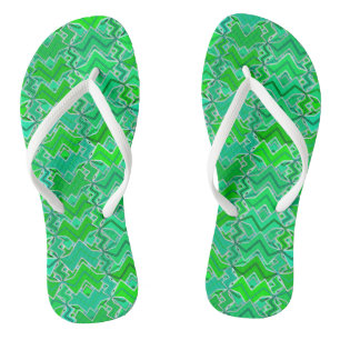Tribal Batik Print, Jade Green en Lime Green Teenslippers