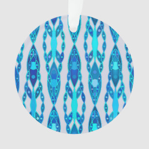 Tribal Batik - Sapphire Blue en Silver Grey Ornament