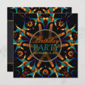 Tribal Batik Star verjaardagsfeest uitnodiging (Voorkant / Achterkant)
