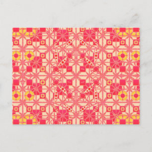 Tribal Batik - tinten koraalroze Briefkaart