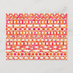 Tribal Batik - tinten oranje en roze Briefkaart