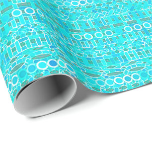 Tribal Batik - turquoise, aqua en grijs Cadeaupapier