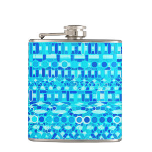 Tribal Batik - turquoise, aqua en kobaltblauw Heupfles