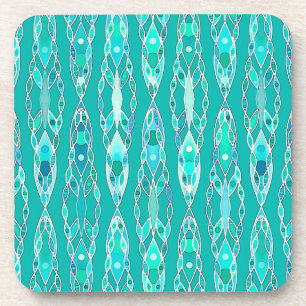 Tribal Batik - Turquoise en Aquamarine Drankjes Onderzetter