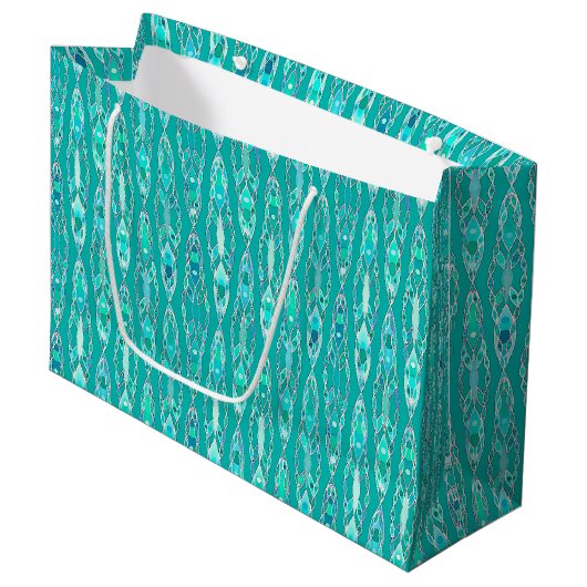 Tribal Batik - Turquoise en Aquamarine Groot Cadeauzakje (Voorkant Gekanteld)