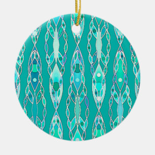 Tribal Batik - Turquoise en Aquamarine Keramisch Ornament
