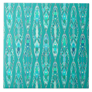 Tribal Batik - Turquoise en Aquamarine Tegeltje