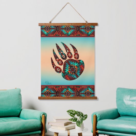 Tribal Beer Paw Wood Topped wandtapijt Hangend Wandkleed (Woonkamer)