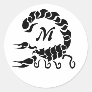 Tribal Black Scorpion Monogram Ronde Sticker