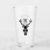 Tribal Black Stag Silhouette Monogram Glas (Achterkant)