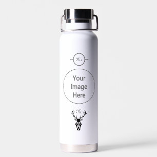 Tribal Black Stag Silhouette Monogram Waterfles