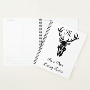 Tribal Black Stag Silhouette Monogramme