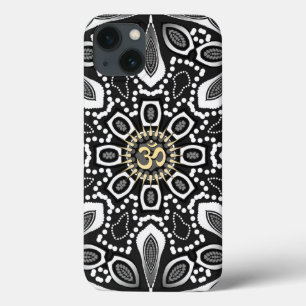 Tribal Black+White Aum iPhone 13 Hoesje