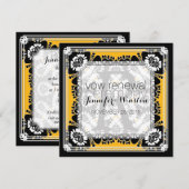 Tribal Black White + Yellow Vow Renewal Invitae Kaart (Voorkant / Achterkant)