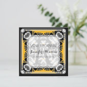 Tribal Black White + Yellow Vow Renewal Invitae Kaart (Staand voorkant)
